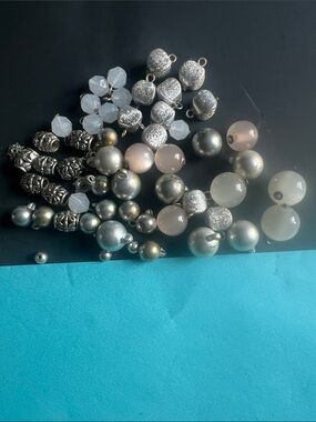 Handmade Mixed-Bead Women's Necklace Components in Silver and Soft Pink
